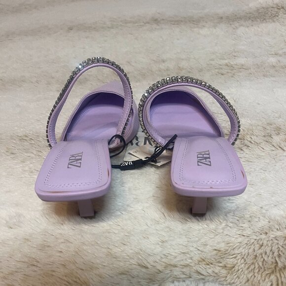 Zara Lavender Pointed Toe Rhinestone Kitten Heels size 39 (US 8) - Picture 3 of 6